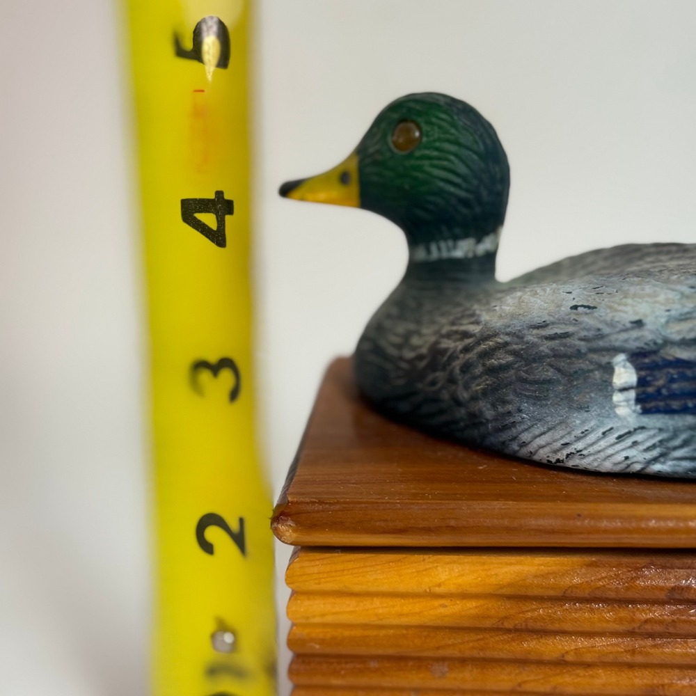 Vintage Hand Painted Wooden Mallard Duck Trinket Box Rustic Cabin Lodge Decor - Picture 2 of 9